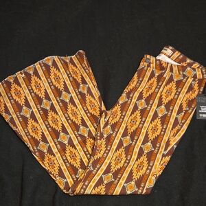Rock 'N Roll 32 × 34Brown and Yellow Aztec Pattern Bell Bottoms